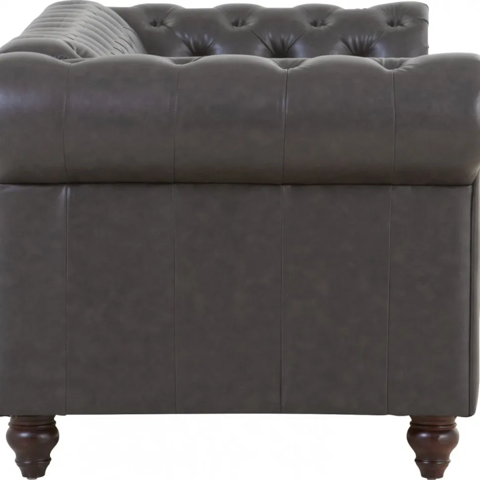 Soffa chesterfield 3-sits 219 cm svart konstläder + Textilrengöring för möbler