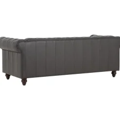 Soffa chesterfield 3-sits 219 cm svart konstläder