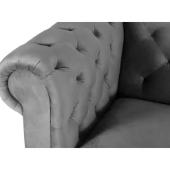 Soffa chesterfield 3-sits grå 219 cm lång + Textilrengöring för möbler