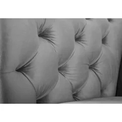 Soffa chesterfield 3-sits grå 219 cm lång + Fläckborttagare för möbler