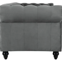 Soffa chesterfield 3-sits grå 219 cm lång