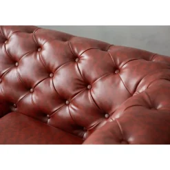 Soffa chesterfield 3-sits i brun PU - Charles