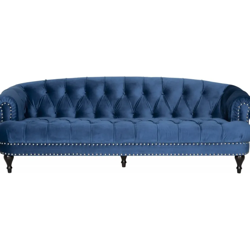 Soffa chesterfield 3-sits soffa i blå sammet