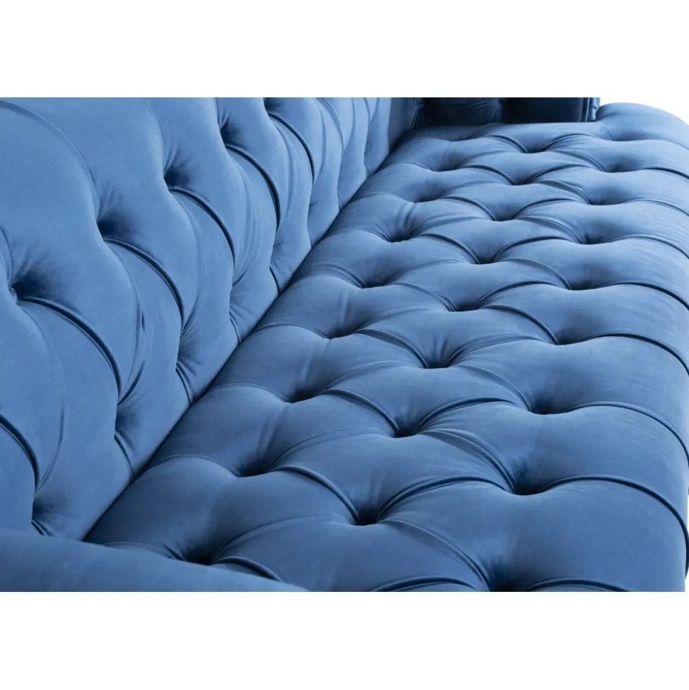 Soffa chesterfield 3-sits soffa i blå sammet
