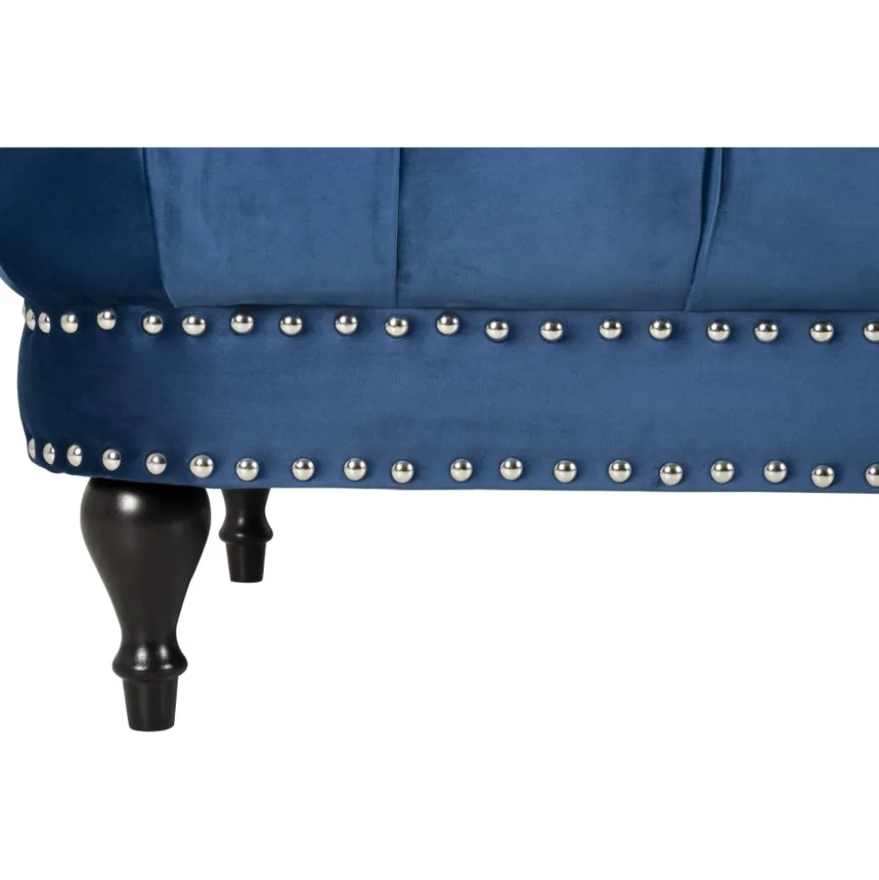 Soffa chesterfield 3-sits soffa i blå sammet