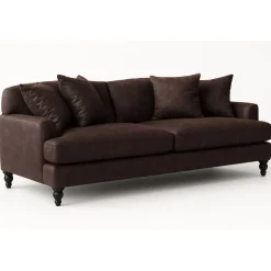 Soffa Dalton 225 cm - Mörkbrun läderimitation