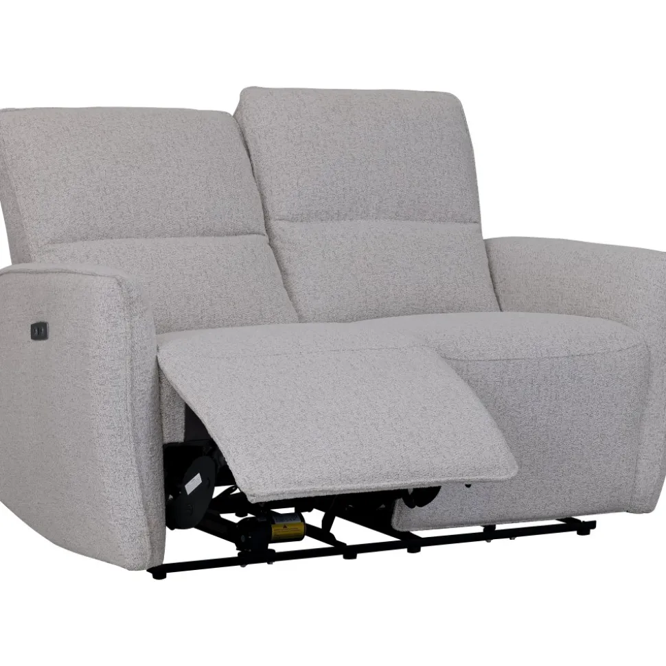 Soffa elektrisk recliner 2-sits - Ljus bouclè soffa
