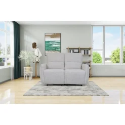 Soffa elektrisk recliner 2-sits - Ljus bouclè soffa