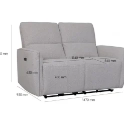 Soffa elektrisk recliner 2-sits - Ljus bouclè soffa
