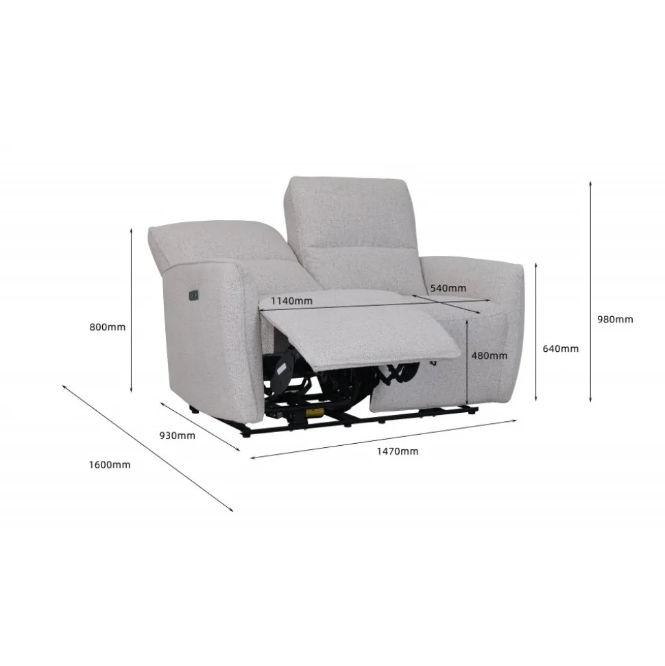 Soffa elektrisk recliner 2-sits - Ljus bouclè soffa