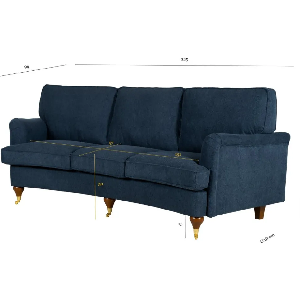 Soffa Howard Watford Deluxe - Svängd howard soffa 225 cm