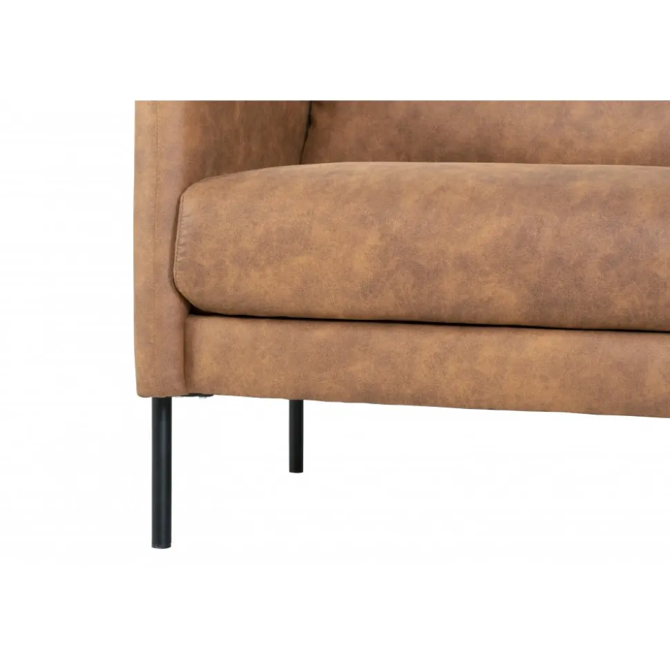 Soffa i brunt ecoläder 156 cm + Textilrengöring för möbler