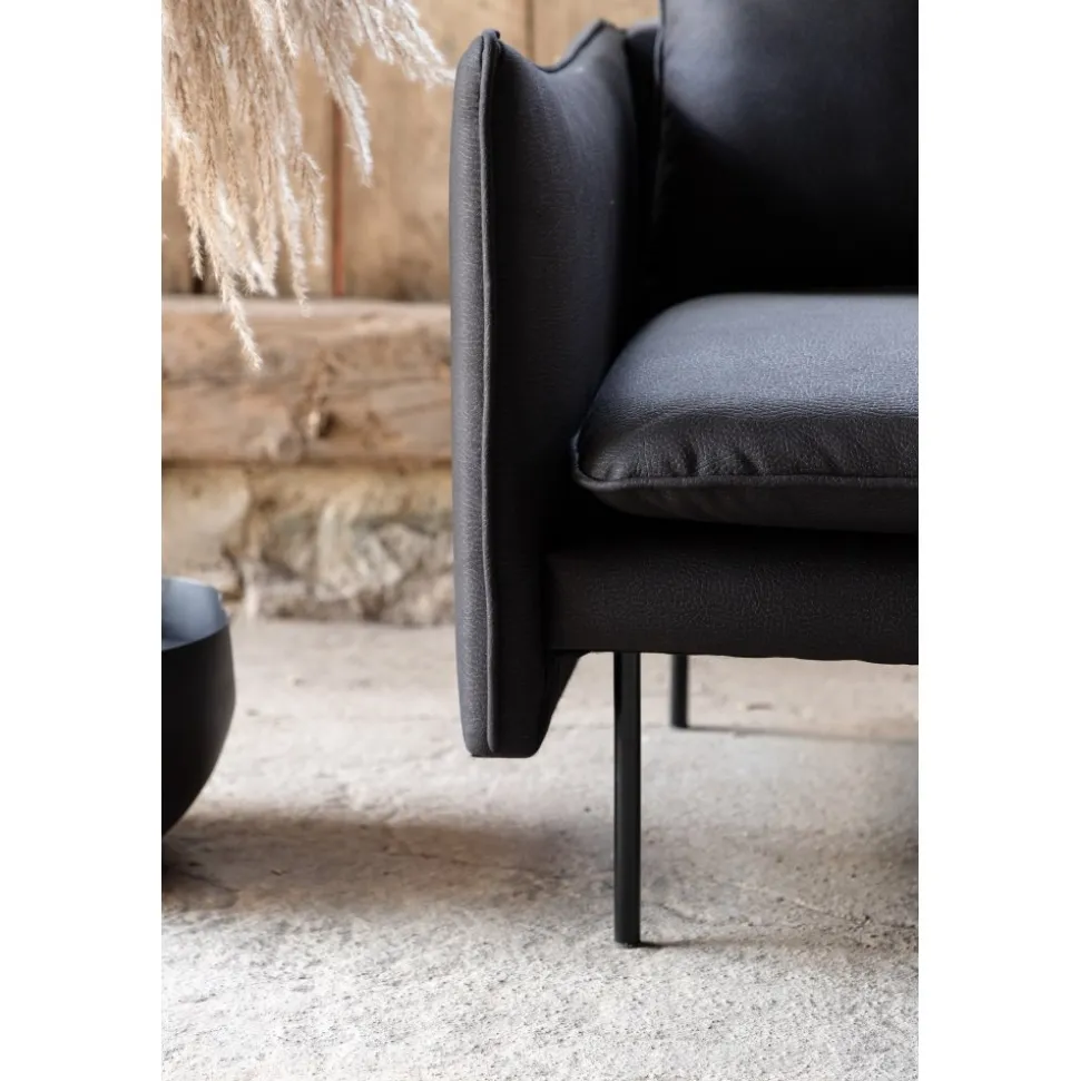 Soffa i svart microfiber 234,5 cm