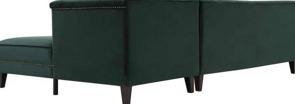 Soffa med divan grön sammet - Bellas