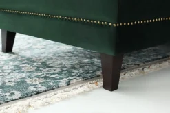 Soffa med divan grön sammet - Bellas + Textilrengöring för möbler