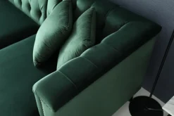 Soffa med divan grön sammet - Bellas + Textilrengöring för möbler