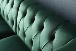 Soffa med divan grön sammet - Bellas + Textilrengöring för möbler