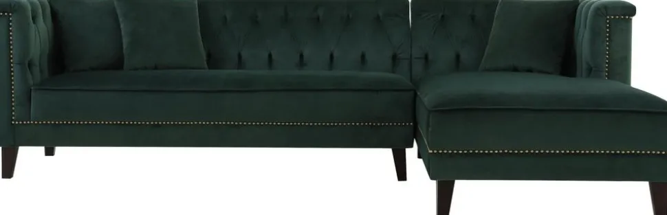 Soffa med divan grön sammet - Bellas + Fläckborttagare för möbler