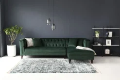 Soffa med divan grön sammet - Bellas + Fläckborttagare för möbler