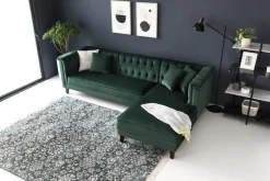 Soffa med divan grön sammet - Bellas + Fläckborttagare för möbler