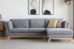 Soffa med divan grått tyg - 260 cm bred + Fläckborttagare för möbler