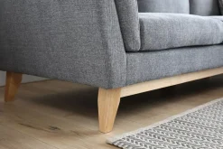 Soffa med divan grått tyg - 260 cm bred + Fläckborttagare för möbler