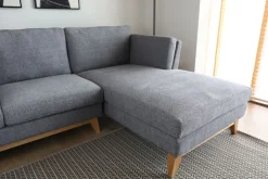 Soffa med divan grått tyg - 260 cm bred + Fläckborttagare för möbler