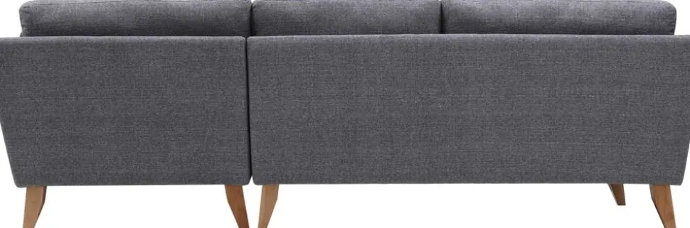 Soffa med divan grått tyg - 260 cm bred