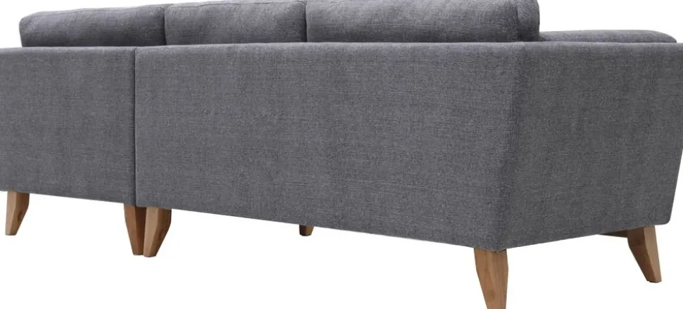 Soffa med divan grått tyg - 260 cm bred