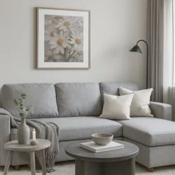 Soffa med förvaring grå 214 cm bred