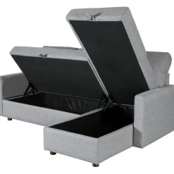 Soffa med förvaring grå 214 cm bred + Textilrengöring för möbler