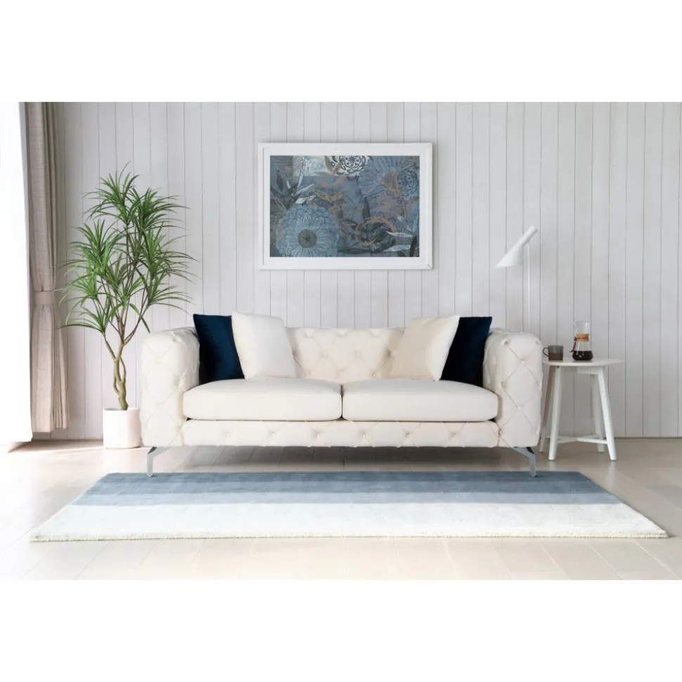 Soffa med knappar beige sammet 200 cm + Fläckborttagare för möbler