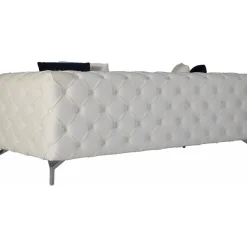 Soffa med knappar beige sammet 200 cm