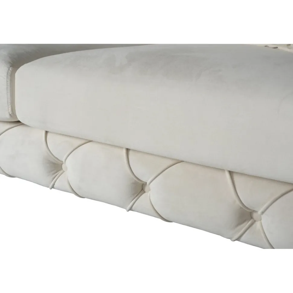 Soffa med knappar beige sammet 200 cm + Textilrengöring för möbler