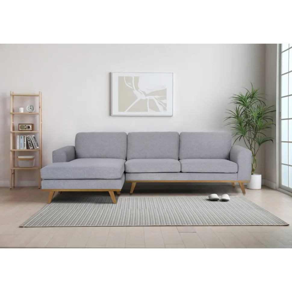 Soffa med vändbar divan grå 283 cm