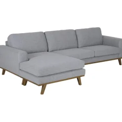 Soffa med vändbar divan grå 283 cm