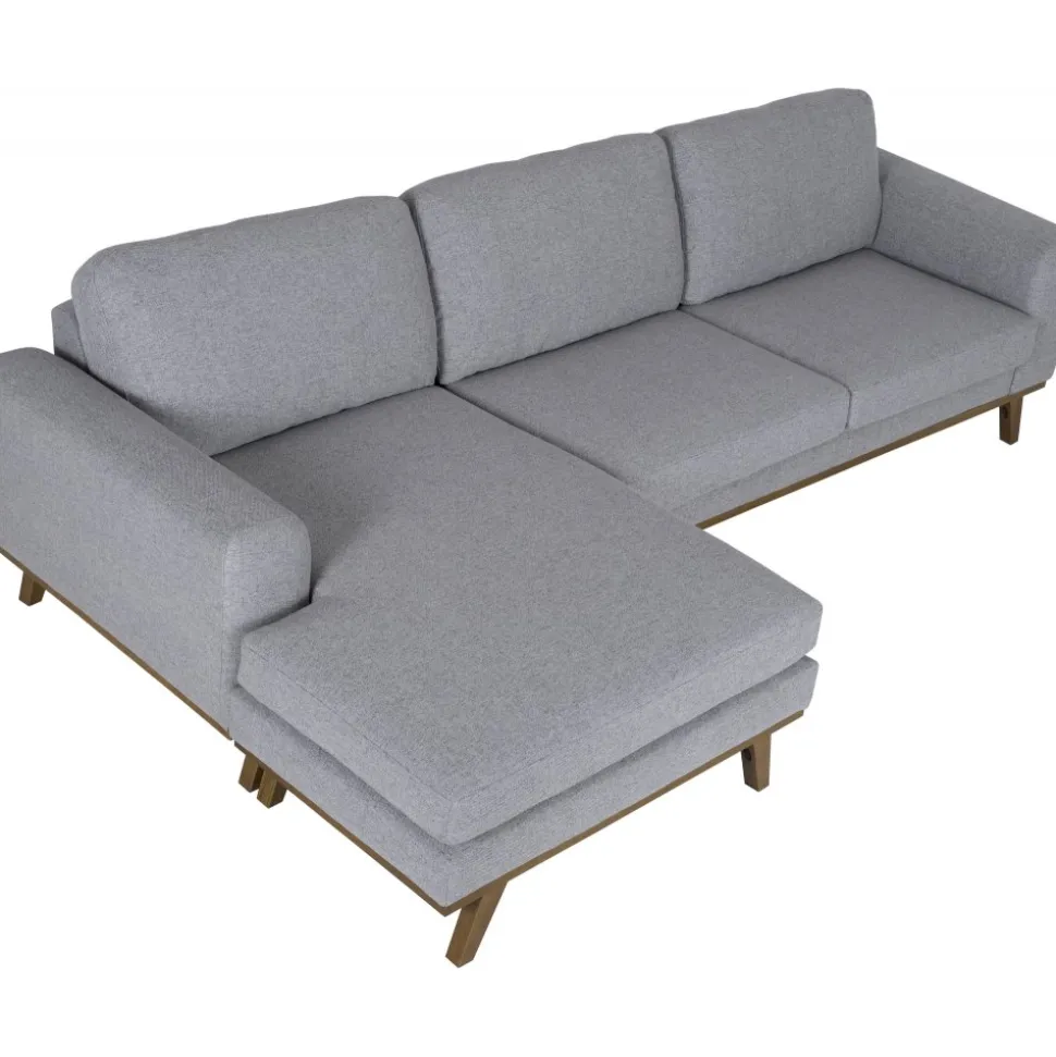 Soffa med vändbar divan grå 283 cm