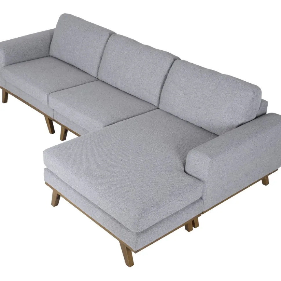 Soffa med vändbar divan grå 283 cm