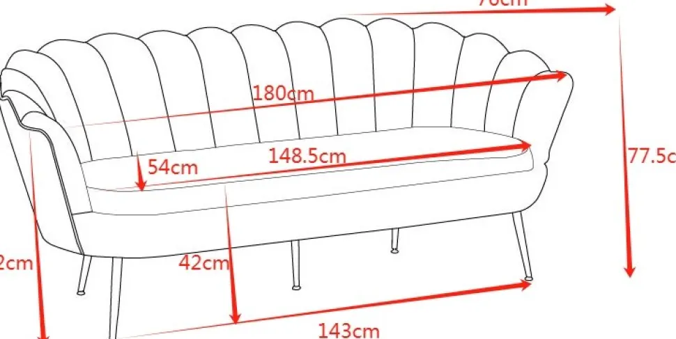 Soffa offwhite 3-sits - 180 cm - Kingsley + Möbeltassar