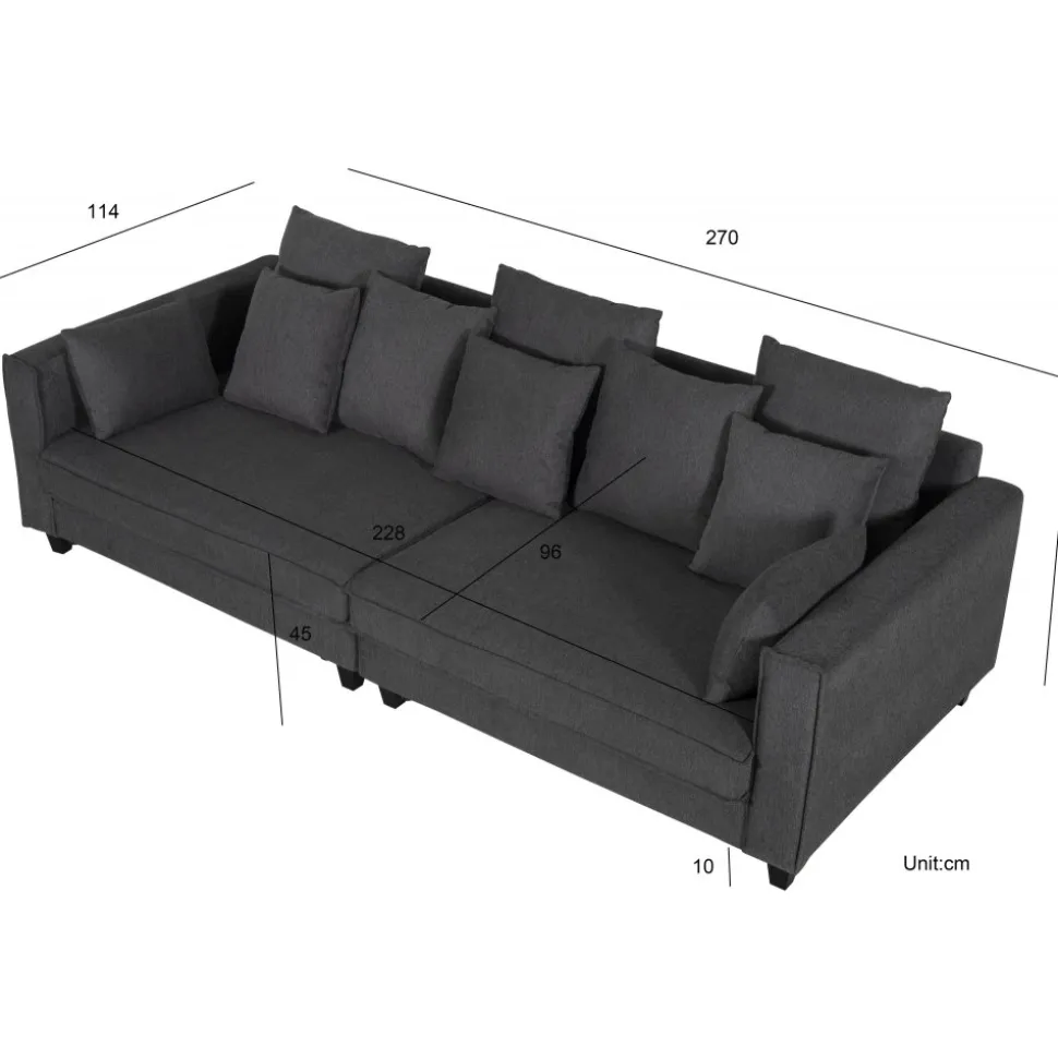Soffa 4-sits 270 cm antracit tyg - Brandy