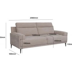 Soffa 3-sits beige 208 cm - Amsterdam
