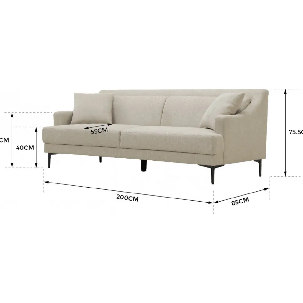 Soffa 3-sits beige modern - Hanna + Textilrengöring för möbler