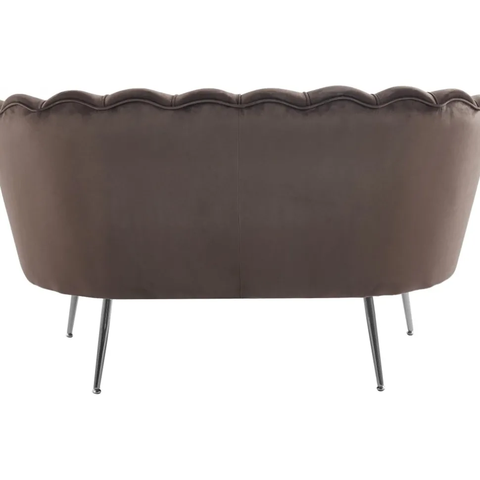 Soffa 2-sits brun sammet med kromade ben + Möbeltassar