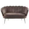 Soffa 2-sits brun sammet med kromade ben + Fläckborttagare för möbler