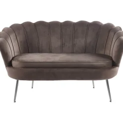 Soffa 2-sits brun sammet med kromade ben + Fläckborttagare för möbler