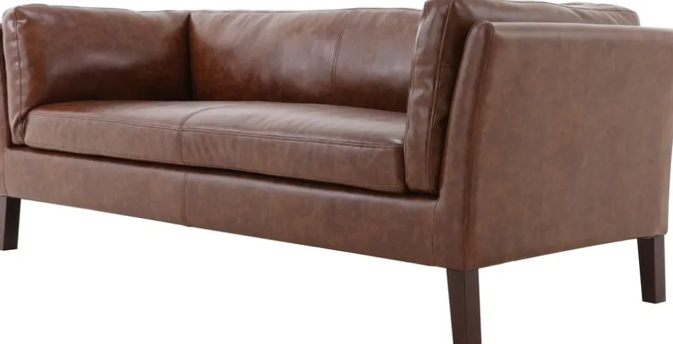 Soffa 3-sits brun vintage PU 198 cm - Heritage + Fläckborttagare för möbler