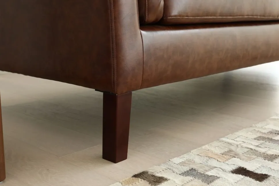 Soffa 3-sits brun vintage PU 198 cm - Heritage + Fläckborttagare för möbler