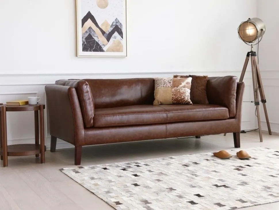 Soffa 3-sits brun vintage PU 198 cm - Heritage