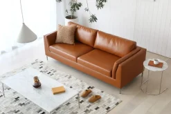 Soffa 3-sits brunt konstläder 200 cm + Fläckborttagare för möbler