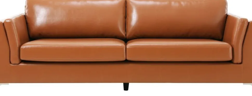 Soffa 3-sits brunt konstläder 200 cm